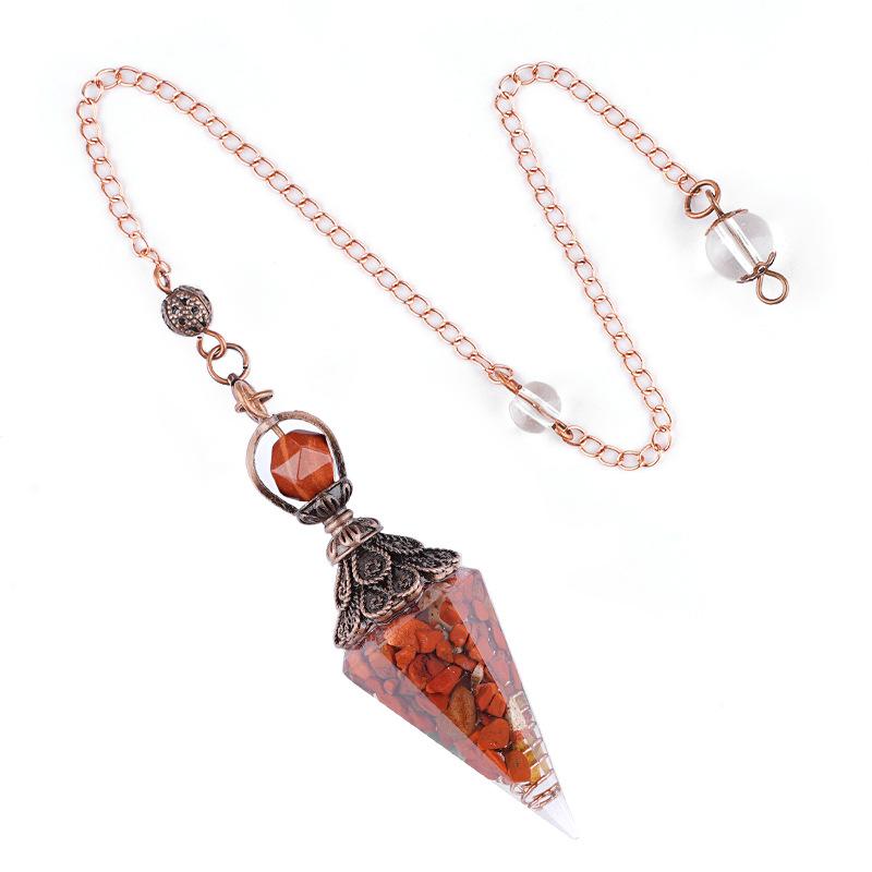 1pc Natural Stone Pendulum Necklaces Hexagonal Cone Crushed Stone Amethysts Rose Quartz Pendant Jewelry Accessories