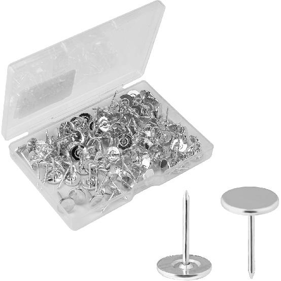 100pcs Heavy Duty Thumb Tacks, Alloy Flat Head Push P Upholstery Pushp Decorative Nails for Wood Fabric Upholstery Cork Bulletin Board Home Office