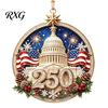 USA Flag Holiday Decorations 250 Anniversary Christmas Ornament, United States 1776-2026 250th Xmas Tree Trim Patriotic Keepsake, Acrylic Hanging