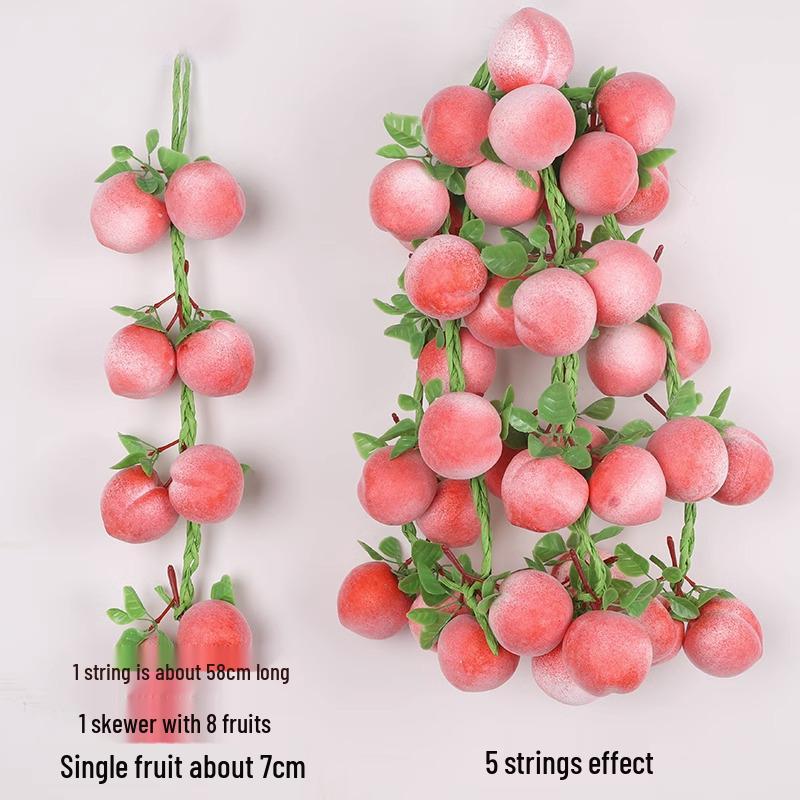 Artificial Vegetable & Fruit Skewer Wall Hanging - Chili & Corn Decor