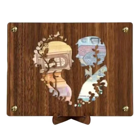 Wooden Money Holder Money Envelope with Hollow-out Pattern Cash Holder Wedding Cash Gift Holder for Christmas Birthday Graduation Festival