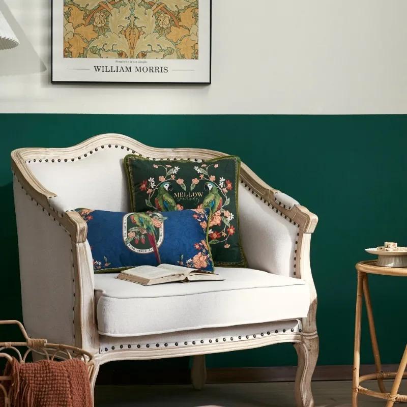 Parrot Print Cushion Case, Flora Bird Pillows, Luxury Velvet, Decorative Pillow Cover for Sofa Chair, Modern Living Room, Home D