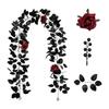 Artificial Maple Leaf and Rose Door Hanging Wreath for Outdoor Home Decoration