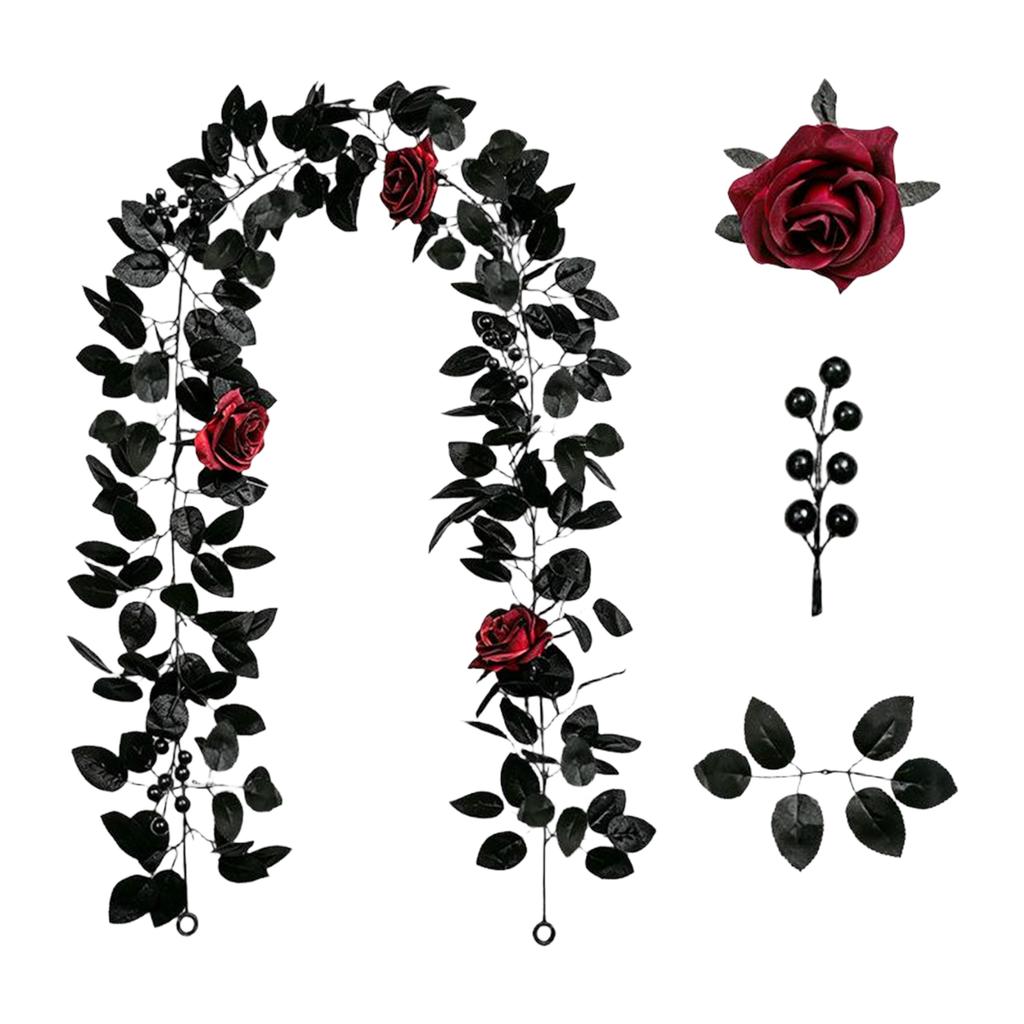 Artificial Maple Leaf and Rose Door Hanging Wreath for Outdoor Home Decoration