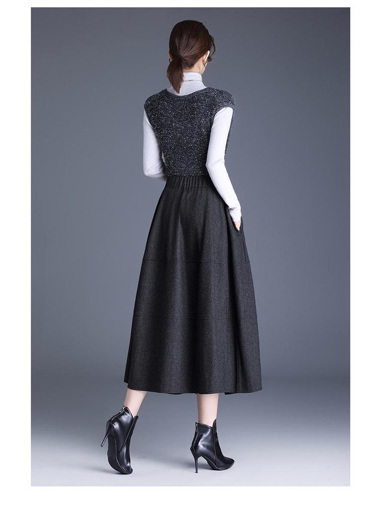 Women's Woolen A-line High Waist Midi Skirt: Thick, Fashionable Autumn/Winter Style