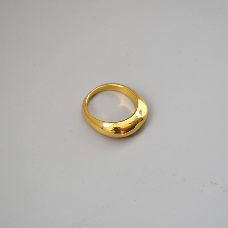 Gold-Plated Brass Minimalist French Style Arc Ring – Trendy Index Finger Jewelry