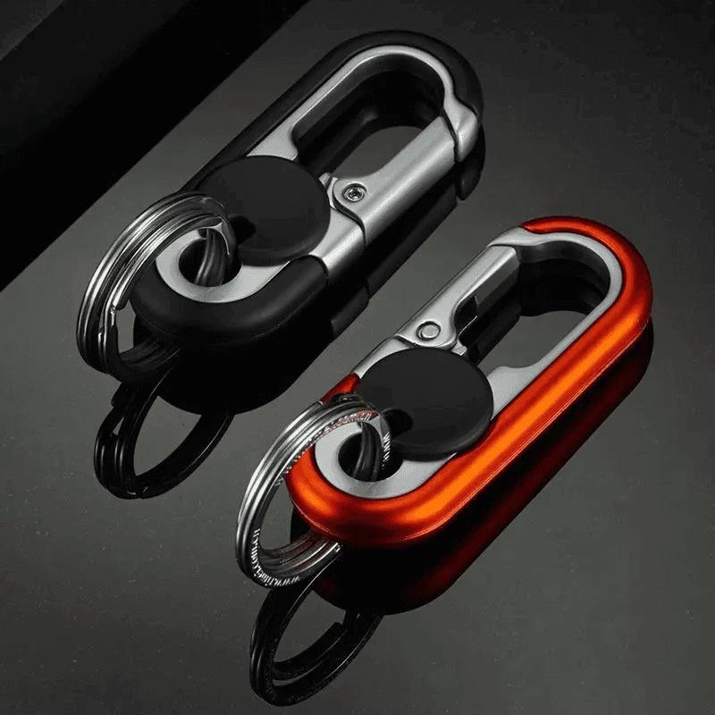 Rotatable Lock Carabiner Keychain Heavy Duty Metal Double Ring Anti-Lost Key Holder for Outdoor Hiking Camping Daily Use