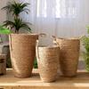 Vaso Fioriera Moderno in Rattan Nordico: Grande Cesto Intrecciato per Decorazione Soggiorno con Gypsophila Essiccata