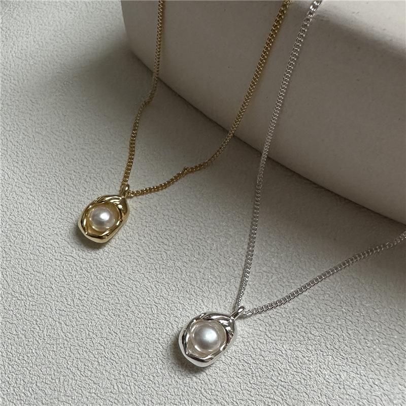 S925 Sterling Silver Pearl Pea Necklace - Korean INS Style, Fashionable & Simple Clavicle Chain