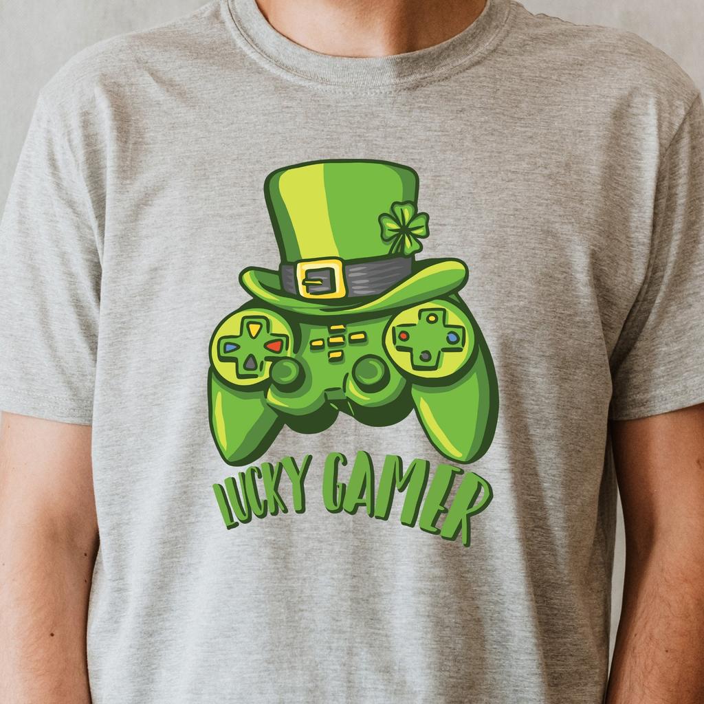 St. Patricks Day Gamer Shirt | Gaming Shirt Hat Shamrock | Lucky St Pattys Day | St. Paddy's Day T-Shirt | Funny Irish Drinking Shirt