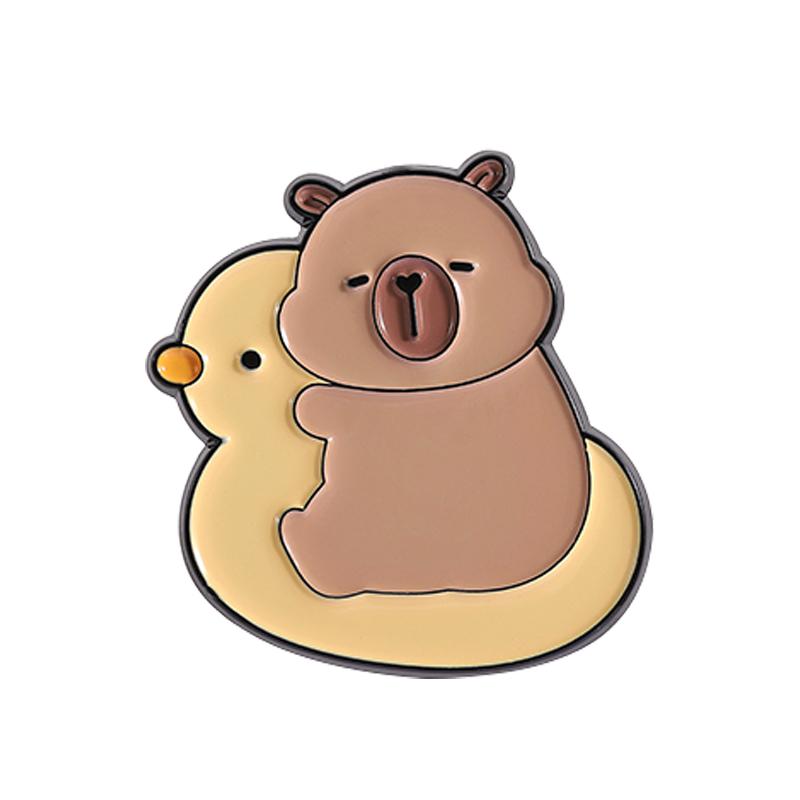 

Cartoon Capybara Enamel Pins Cute Cappy Donut Pear Flower Animal Brooches Lapel Backpack Badge Jewelry Gifts For Kids Friends