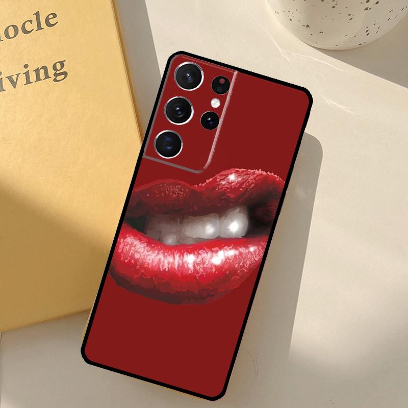 Kiss Me Lips Lipstick Phone Case For Samsung Galaxy S24 Ultra S20 S21 S22 S23 S25 S9 S10 Plus S25 FE Cover Shell