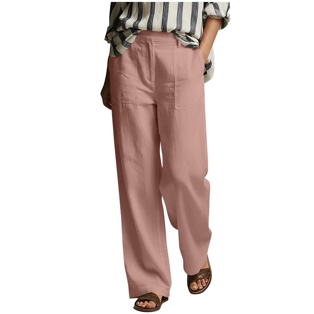 Women s High-Waisted Straight-Leg Wide-Leg Pants Casual Pants with Large Pockets XXL
