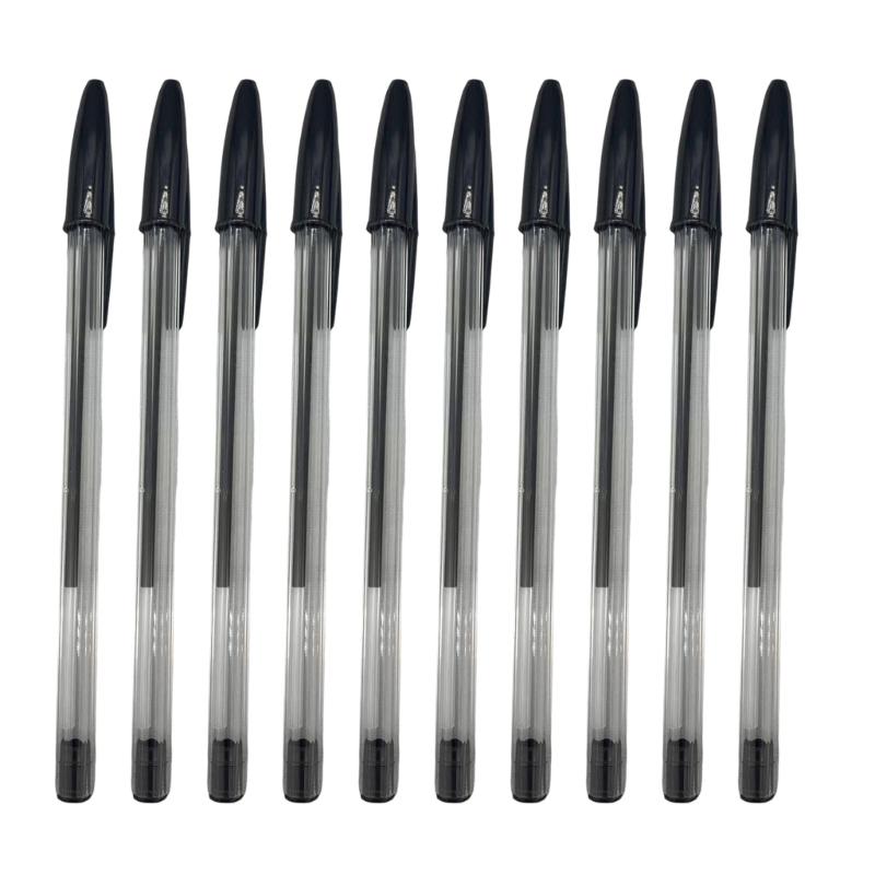 10PCS Ballpoint Pens Set With 1.0mm Tip Light Weight Ergonomic Grip Black Red OR Blue Inks For Students Office Workers
