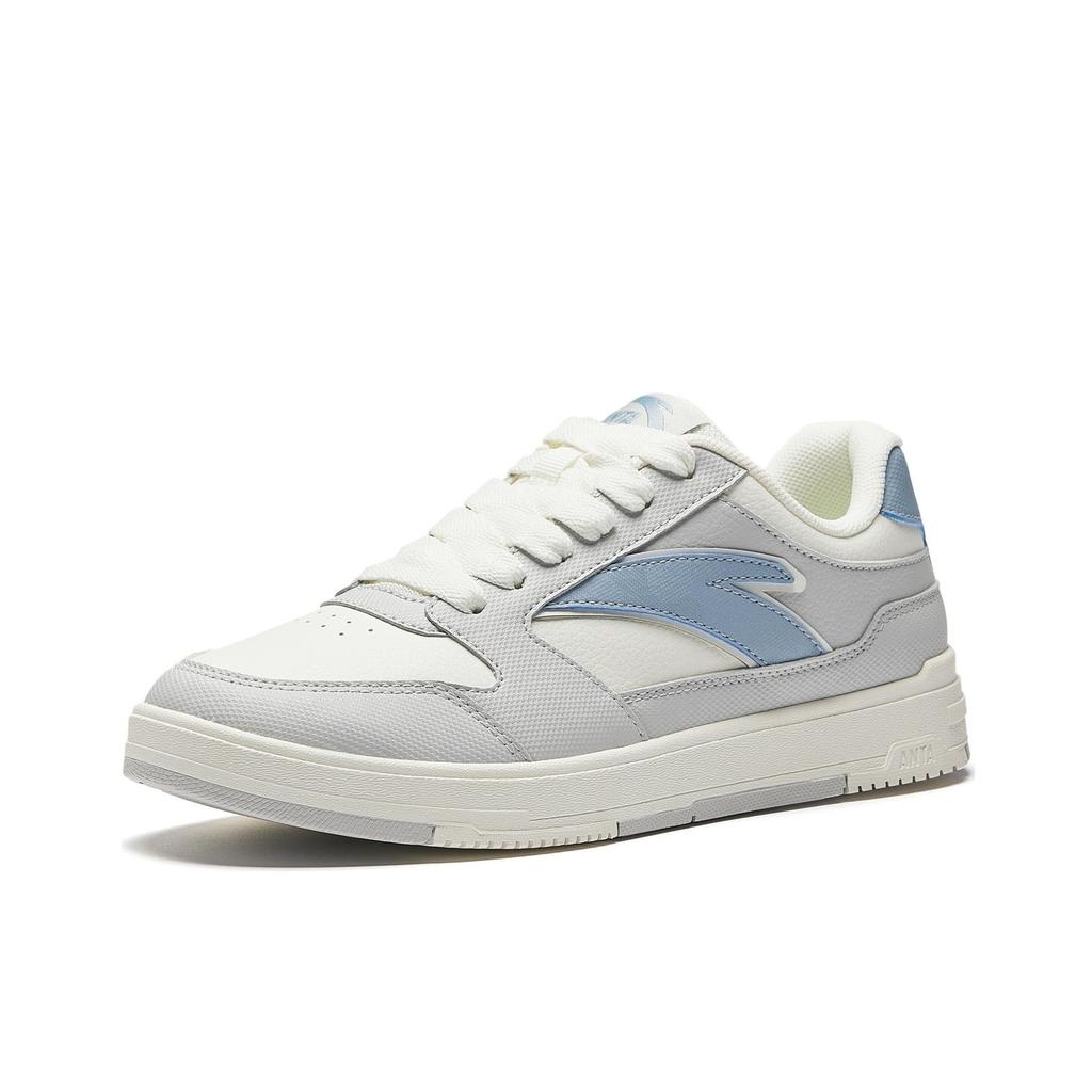 Anta Street Fun Sports Casual Height Increasing Wear Resistant Lightweight Non Slip Low Top Skate Shoes Women Sneakers White Gray Blue 922518007-2