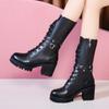 Fashion Lace-up Round Toe Women's Half High Boots Comfortable and Elegant Fashion 2025 Gothic Y2k on Promotion New Ladies Mid Calf Shoes