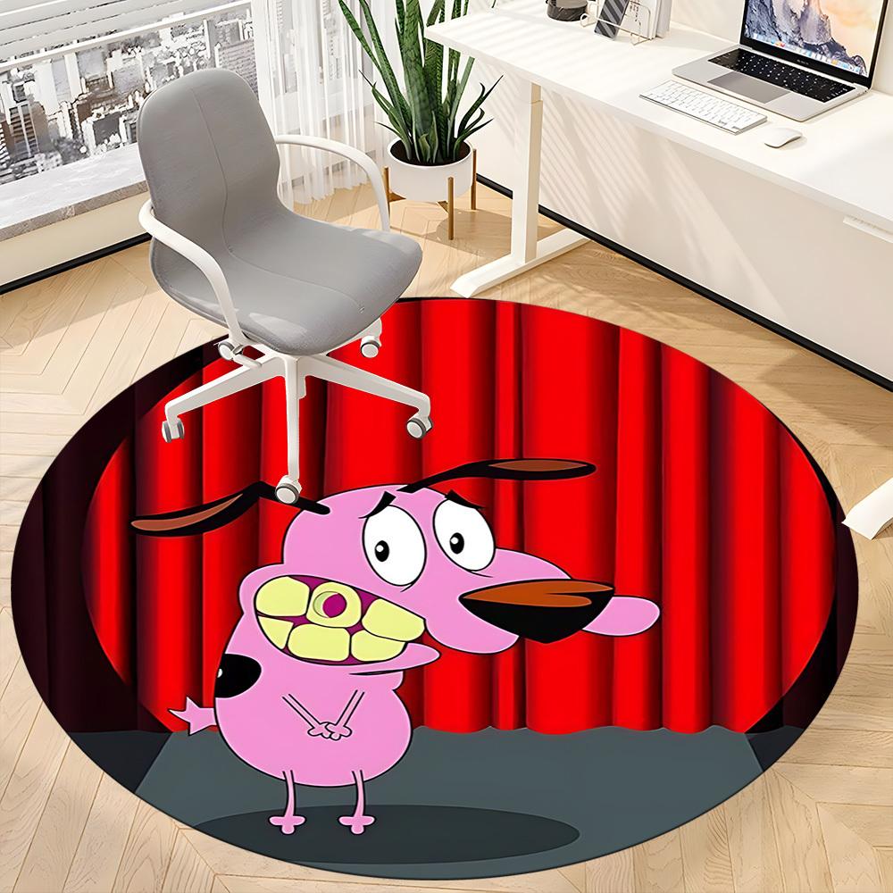 1pc Courage the Cowardly Dog Office Round Area Rug, Under Office Chairs Bedroom Living Room Home Decor, Room Decoa1016086