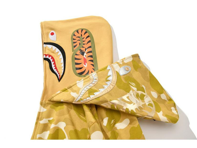 Camouflage Shark Head Hoodie with Golden Zipper - Plus Velvet Autumn/Winter Teen Cardigan