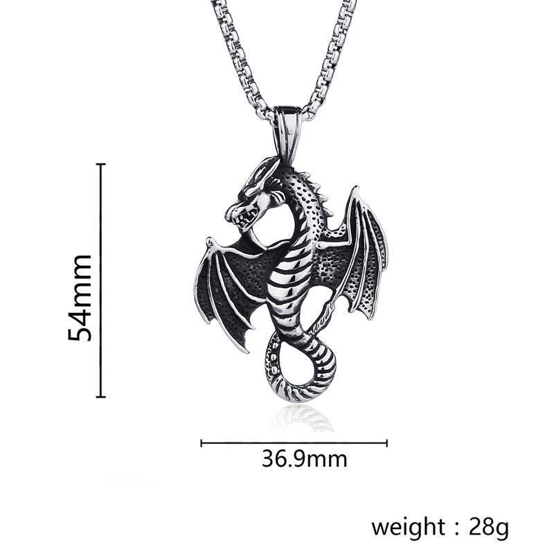 Western Dragon shaped Pendant Necklace, European and American Pendant Trendy Fashion Retro Jewelry