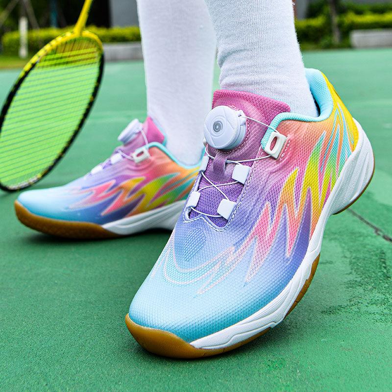 

New badminton shoes men s rotating button children s women s outdoor badminton training sports shoes low-top sneakers 41