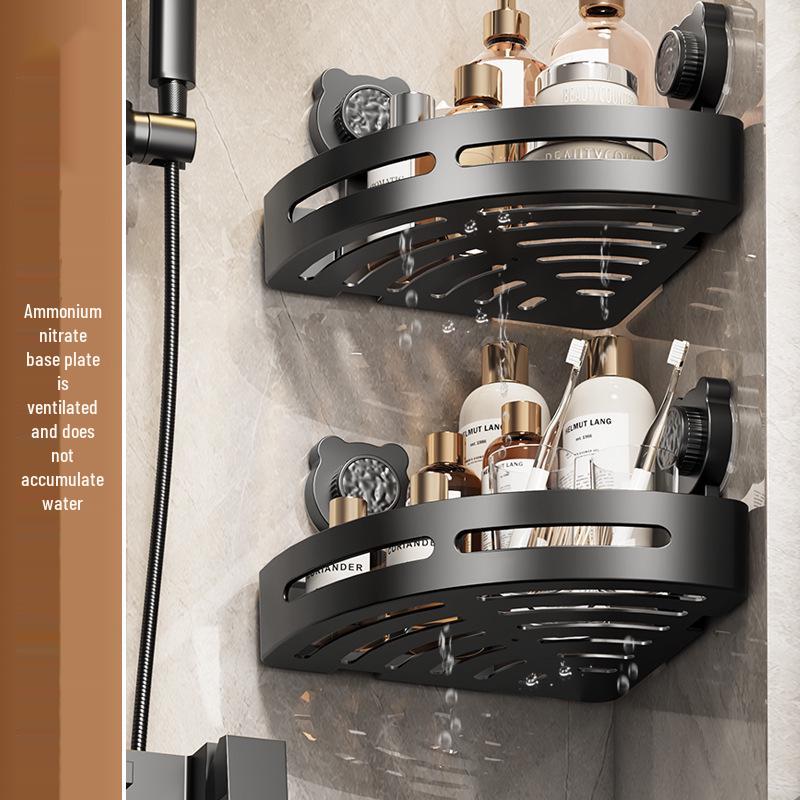 Punch-Free Suction Cup Wall Corner Storage Rack for Bathroom and Vanity
