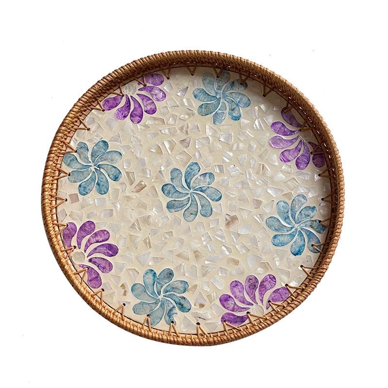 30-35cm Handmade Rattan Decorative Round Restaurant Storage Picnic Basket