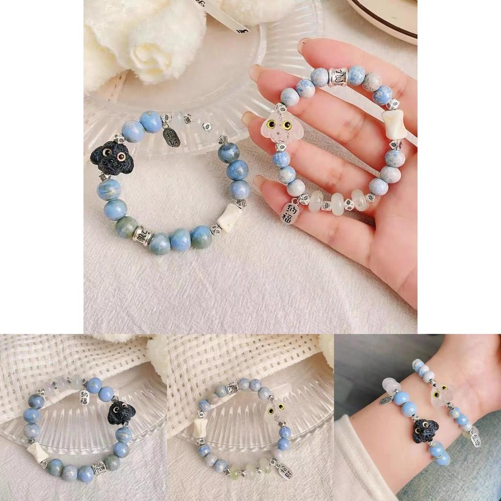 Dog Cute Resin Black Couple Bracelet Handmade Ceramic Beads Genderneutral