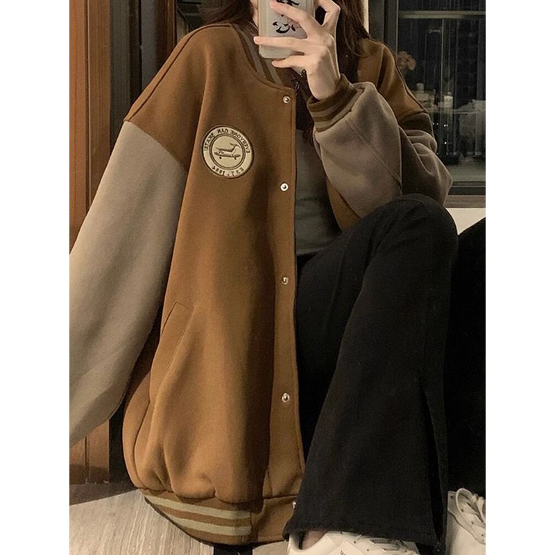 Plus-Size Women's Black Baseball Jacket for Summer, Korean Style, Trendy Retro Loose Fit, Slimming Effect