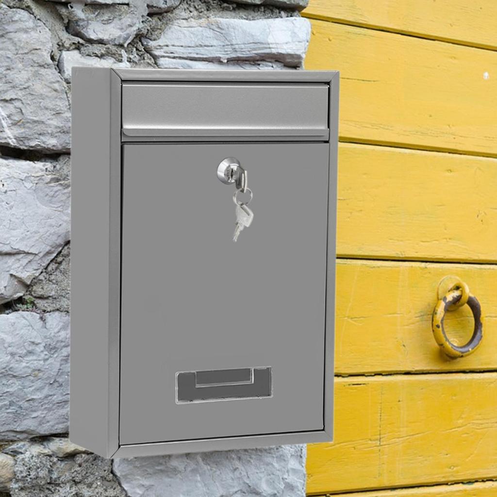 Large Capacity Locking Mailbox, Wall Mount Outdoor Metal Mail Box with 2 Keys, Waterproof Secure Postbox for Home Gate