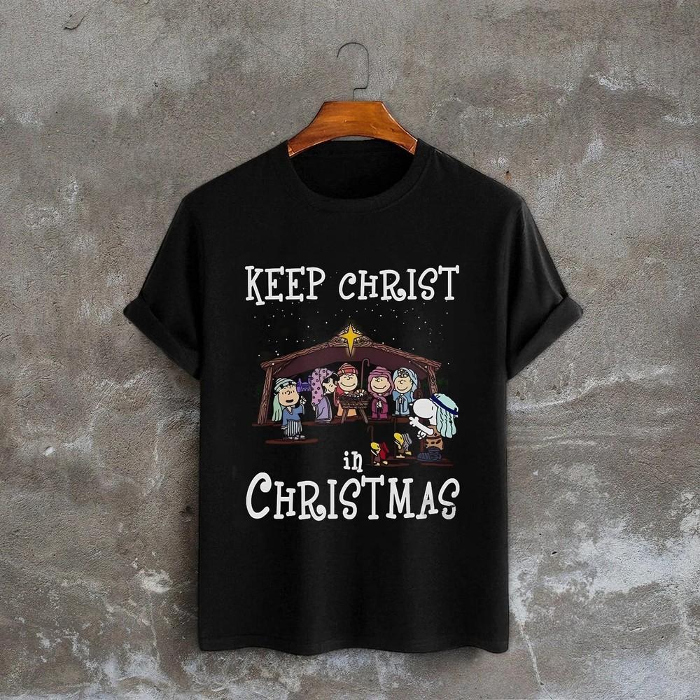 Keep Christ in Christmas TShirt Funny Christian Peanuts Nativity TShirt Unisex T-Shirt S