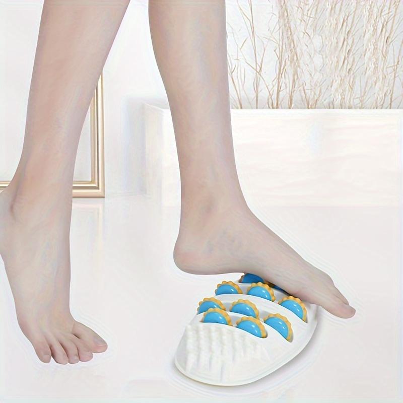 Deep Tissue Foot Massager - 4-Row Reflexology Roller with Blue & Yellow Nodes, Sturdy ABS Construction for Yoga, Fitness,Pain Relief & Muscle Recovery