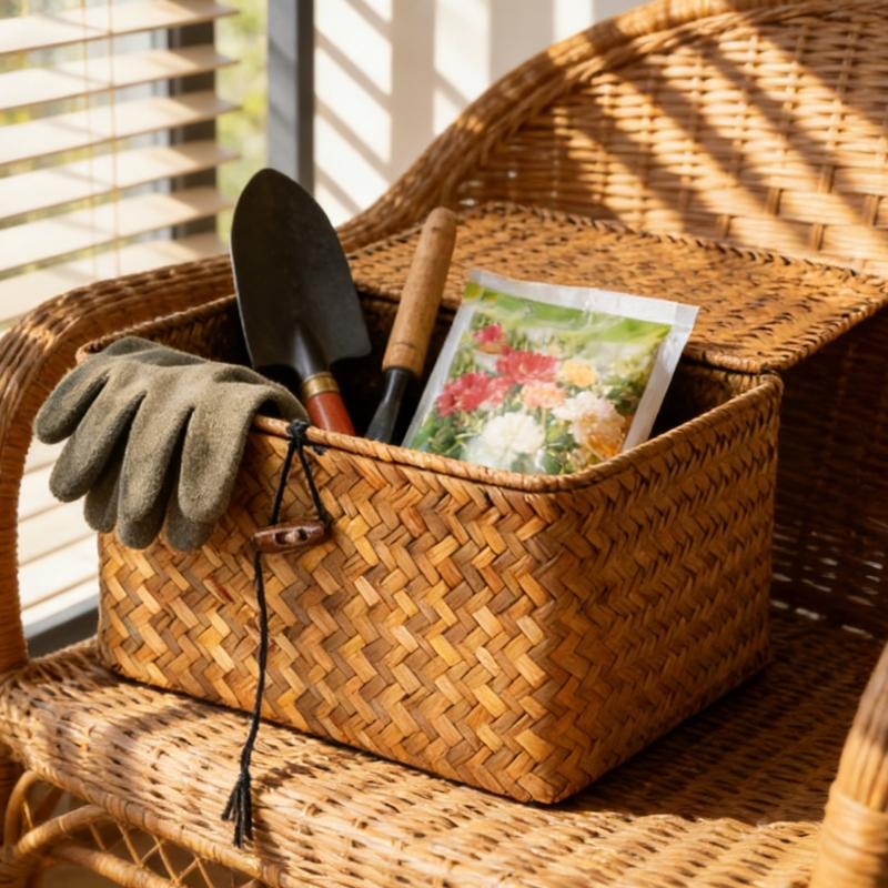 Panier en osier fonctionnel avec couvercle pour organiser les jouets, les vêtements et les articles ménagers Fabriqué à partir de matériaux durables et respirants