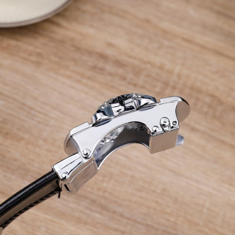 Fashionable Leopard Head Casual Business Belt PU Leather 4cm Alloy Automatic Buckle Belt