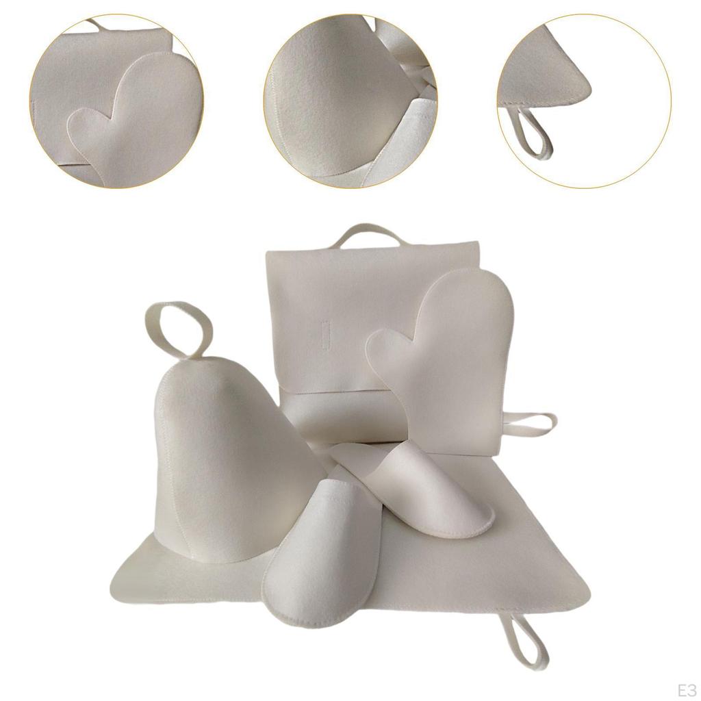 5 Piece Set of Sauna Hats And Seat Pads for Russian Bath