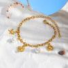Multi-Pendant Shell Imitation Pearl Bracelet Stainless Steel Gold Color Dainty Exotic Charm Bracelet For Women Summer Jewelry