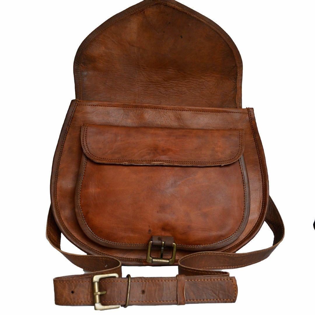 Винтажная сумка через плечо из натуральной козьей кожи Коричневая сумка через плечо через — фото 2