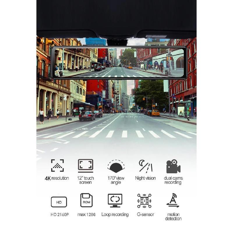 11.26 Inch 4K 3840*2160P Car DVR Dash Cam WIFI GPS APP WDR Rear View Mirror 1080P Car Camera Video Recorder Park Monitor