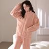 Pajamas Women'S Winter Coral Fleece Thickened Fleece Women'S Autumn And Winter Flannel Winter Can Be Worn Outside Loungewear Suit