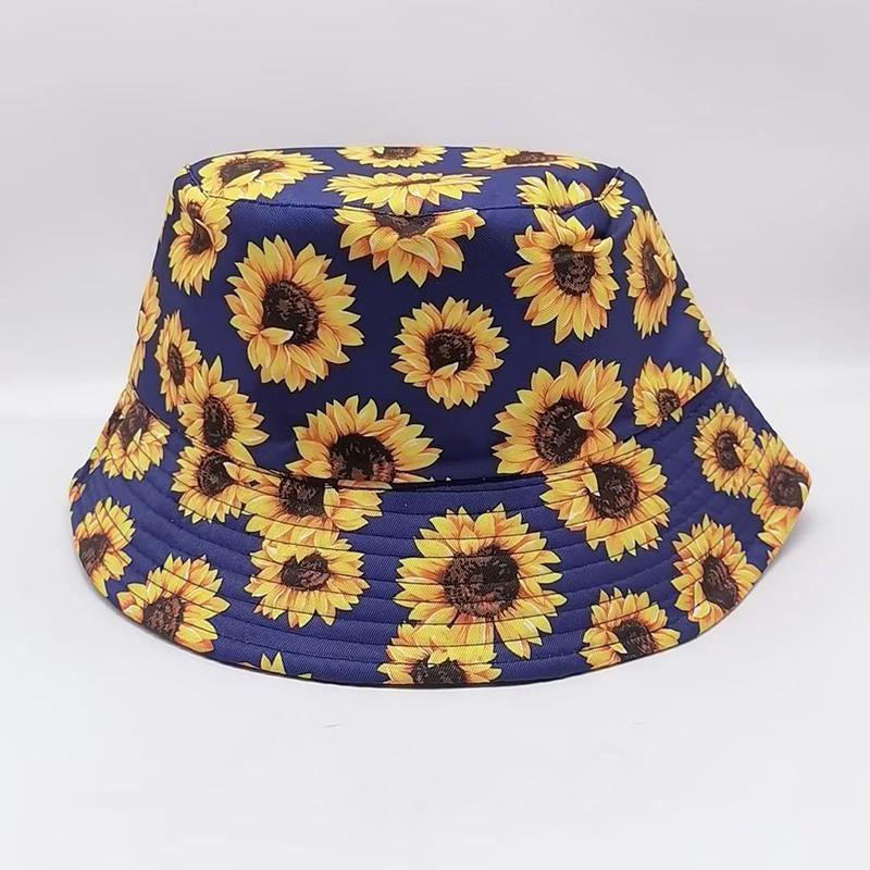 Sommer-Gänseblümchen Eimerhut Damen Mode Baumwolle Strand Sonnenhüte Wende Bob chapeau Femme Blumenhut Fischerhut