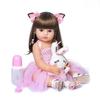 55cm NPK Bebe Doll Reborn Toddler Girl Pink Princess Baty Toy Very Soft Full Body Silicone Girl Doll