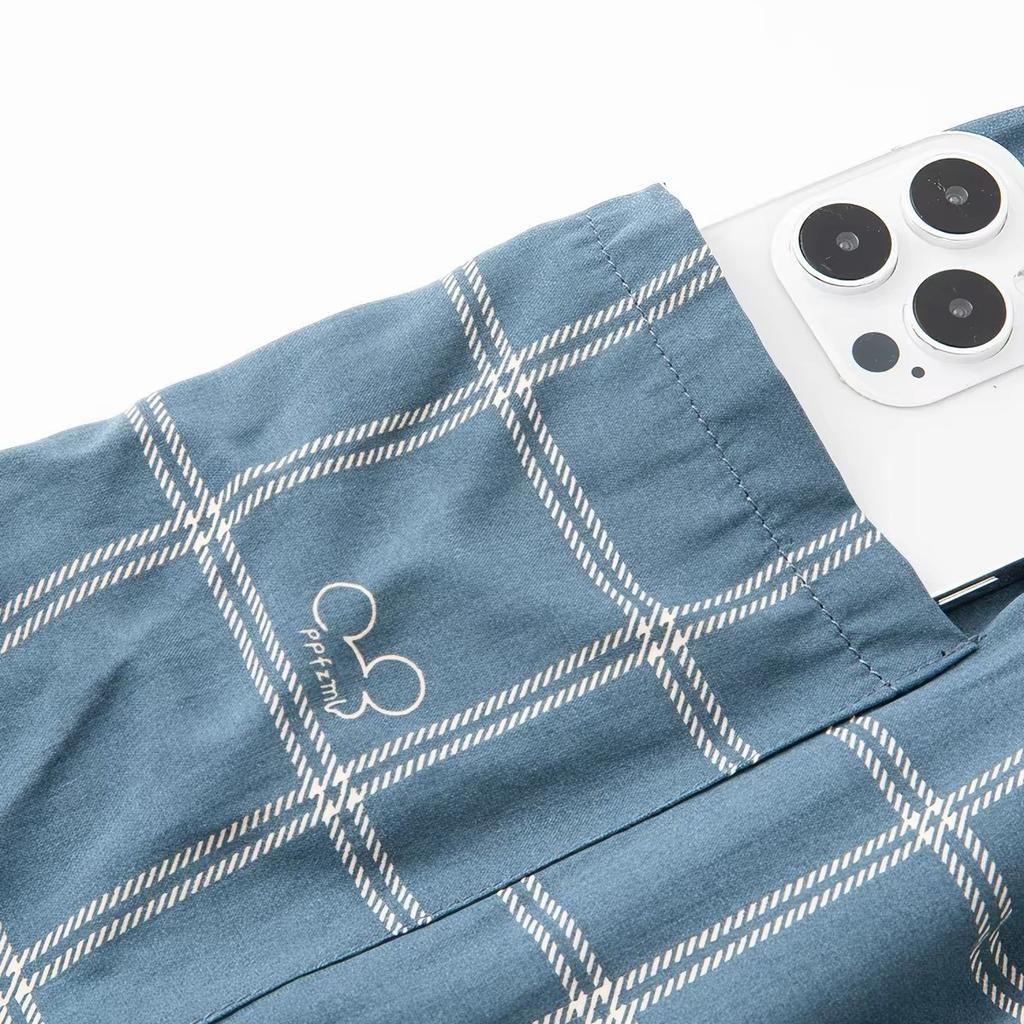 Summer men's cotton and silk pajama pants plaid home pants loose can be worn outside beach long pants youth artificial cotton