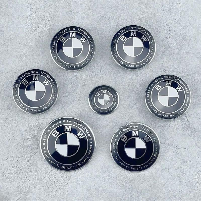 7-piece car exterior set Emblem Set Car Hood Trunk Wheel Steering Badge For BMW E46 E90 F10 F30 G20 X5 45mm/68mm/74mm/82mm Blue MA6