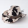 Kuhmuster Western Cowboyhut Herren und Damen Herbst und Winter Sonnenschirm Zylinder Hut Ethnischer Stil Retro Großkrempiger Hut Knaller