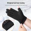 Men's Winter Touchscreen Cycling Gloves - Non-Slip, Velvet-Lined, Two-Finger Design for Driving, Motorcycle Riding, and Fishing.