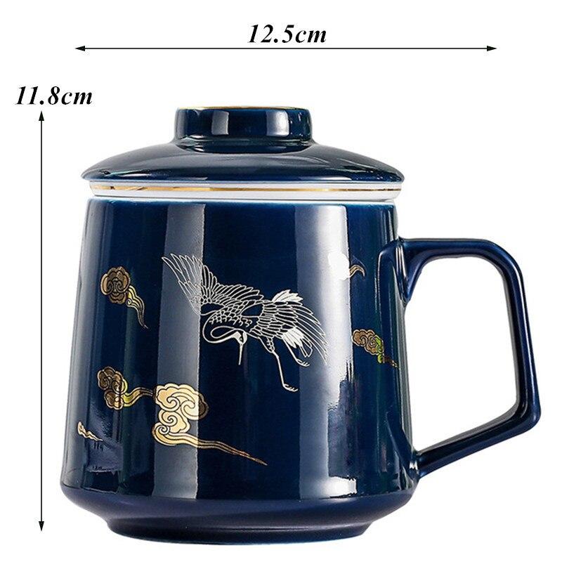 Ceramic Tea Separation Cup Porcelain Hand Painted Teacups with Filter Creative Color Glaze Office Water Mug Drinkware Gift