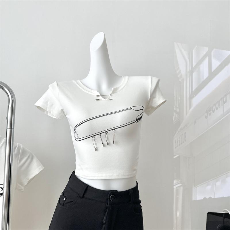 

Дизайнерские повседневные белые свободные футболки женские с коротким рукавом корейские модные футболки наряды топы с принтом в стиле Харадзюку офисные женские укороченные топы XS белый