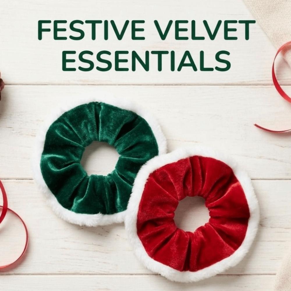 Soft Christmas Velvet Hair Scrunchie Elastic Hair Ties Hair Ring Plush Hair Bands Holiday