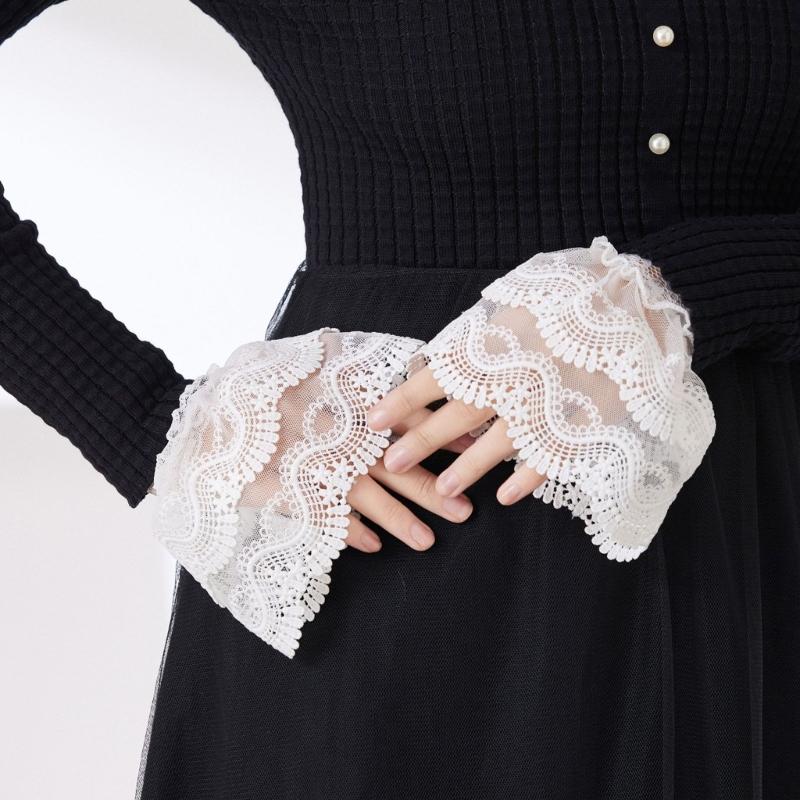 Breathable Lace Detachable Sleeve Wrist Cuffs Sleeves Multipurpose Arm Covers For Office Women Formal Event Daily Outfit