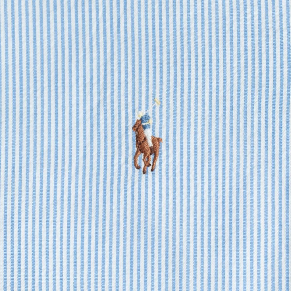 Polo Ralph Lauren Classic Fit Striped Color Block Pony Logo Embroidered Short Sleeve Shirt Men Shirts 710802569-004