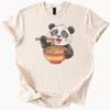 Cute Panda Eating Ramen Noodles Graphic T Shirt Kawaii Japanese Food Lover Cartoon Animal Tee Unique Fun Asian Cuisine Top